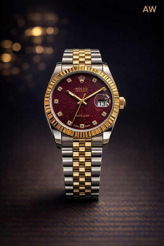 Luxury Two-Tone Datejust Style Watch – Gold & Silver Stainless Steel with Diamond Markers