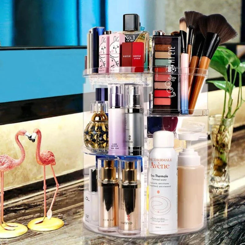 360 Degree Rotating Cosmetic Storage Box Makeup Organizer
