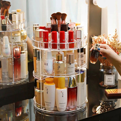 360 Degree Rotating Cosmetic Storage Box Makeup Organizer