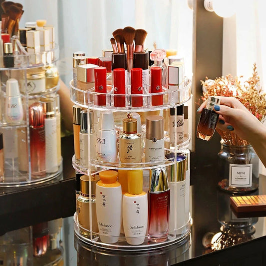 360 Degree Rotating Cosmetic Storage Box Makeup Organizer