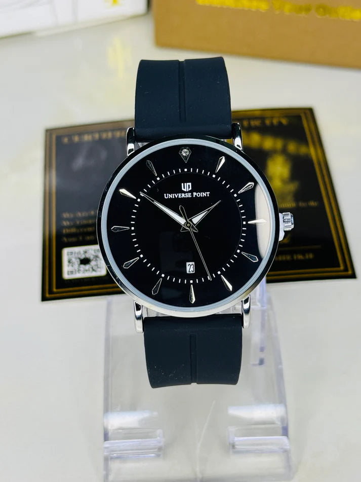 Black Silver Slim Balloon Universe Point Watch