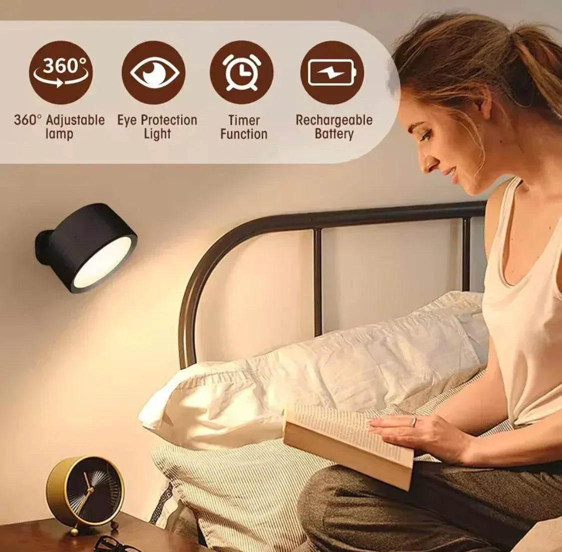 360° Rotating LED Wall Lamp with Remote Control – Adjustable Modern Wall Light