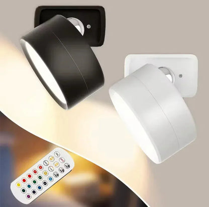 360° Rotating LED Wall Lamp with Remote Control – Adjustable Modern Wall Light