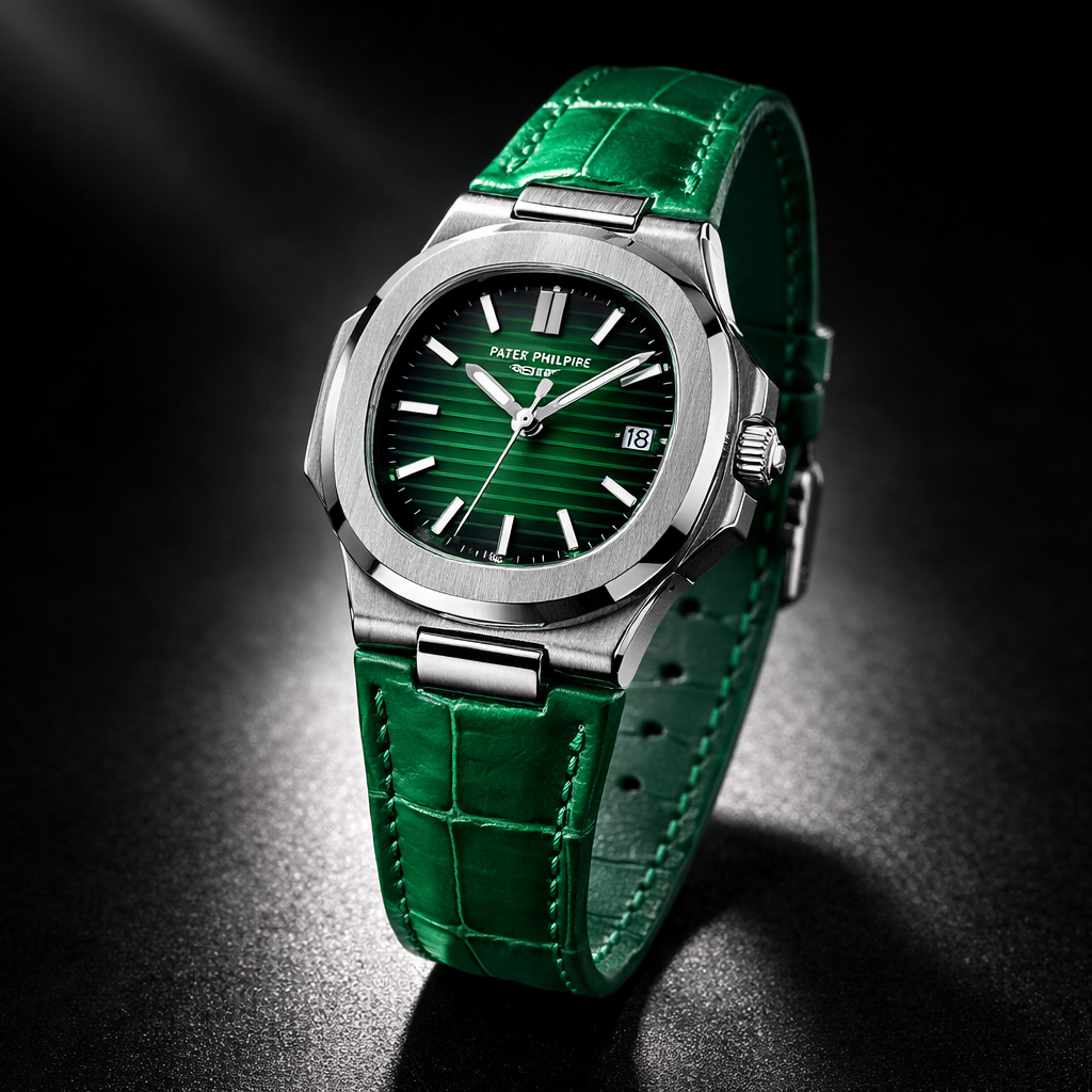 Patek Philippe Emerald Prestige Green Leather Watch