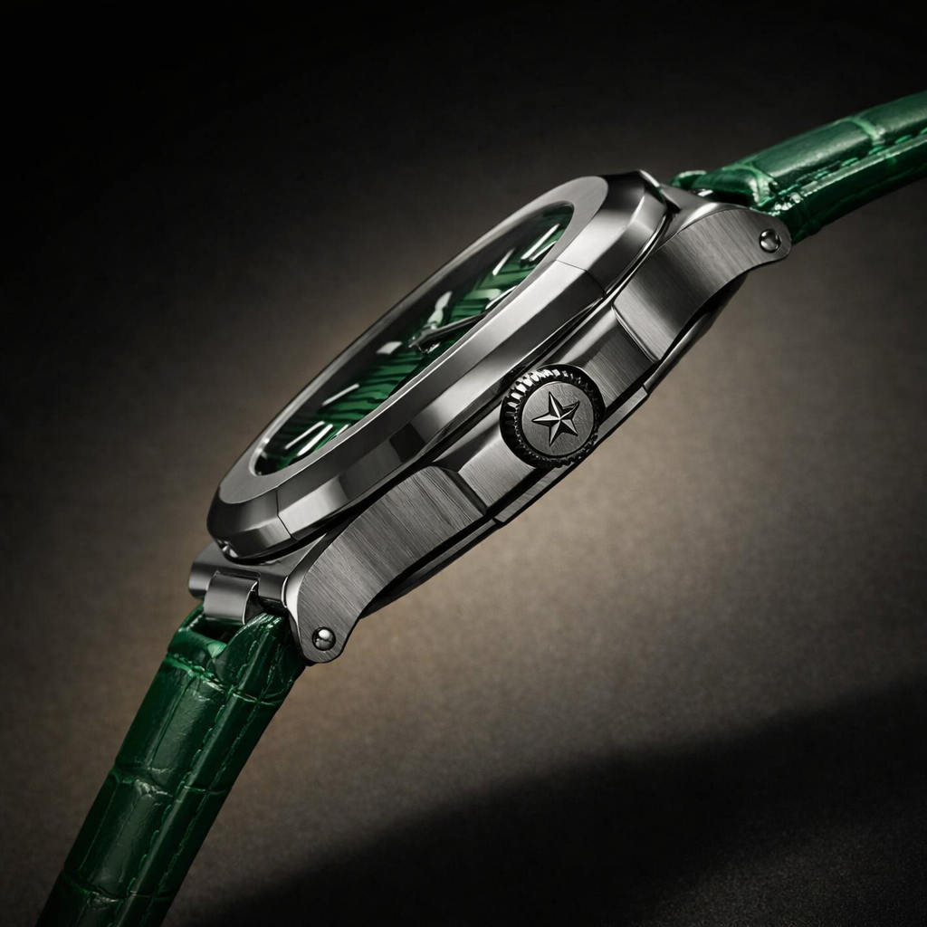 Patek Philippe Emerald Prestige Green Leather Watch