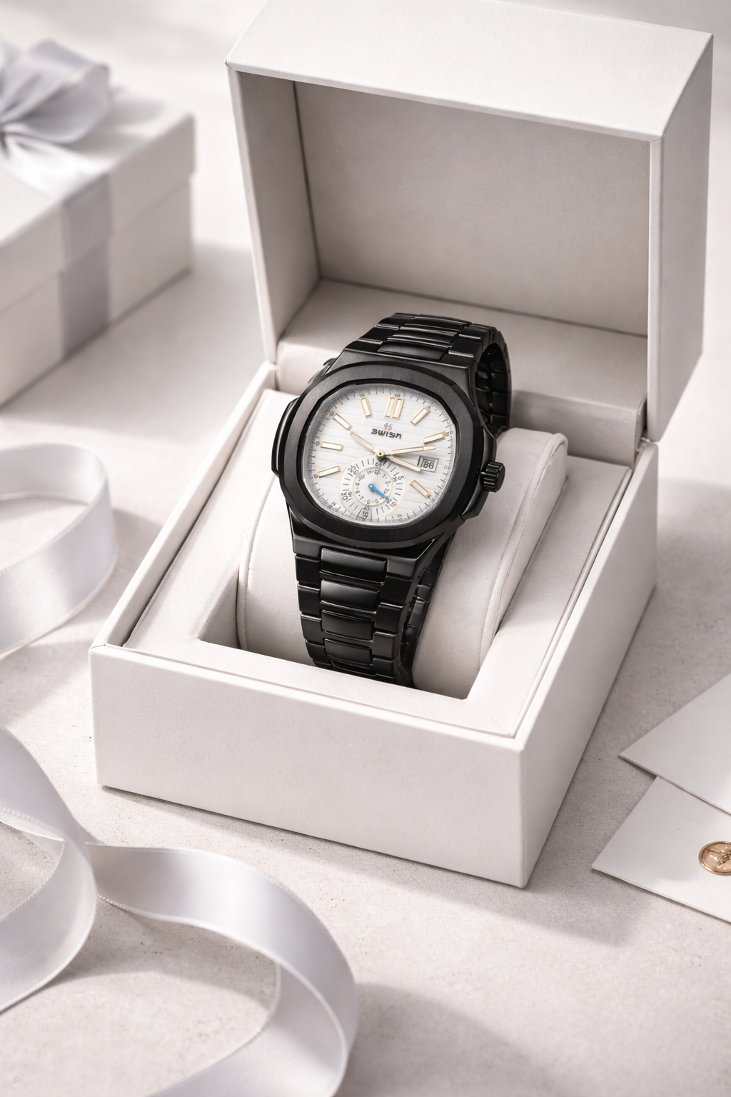 SWISH Luxury Stainless Steel Smart Watch for Men – Black Edition