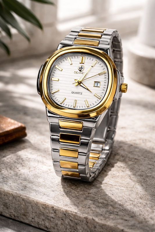 SWISH Luxury Two-Tone Stainless Steel Watch for Men – Gold & Silver Edition