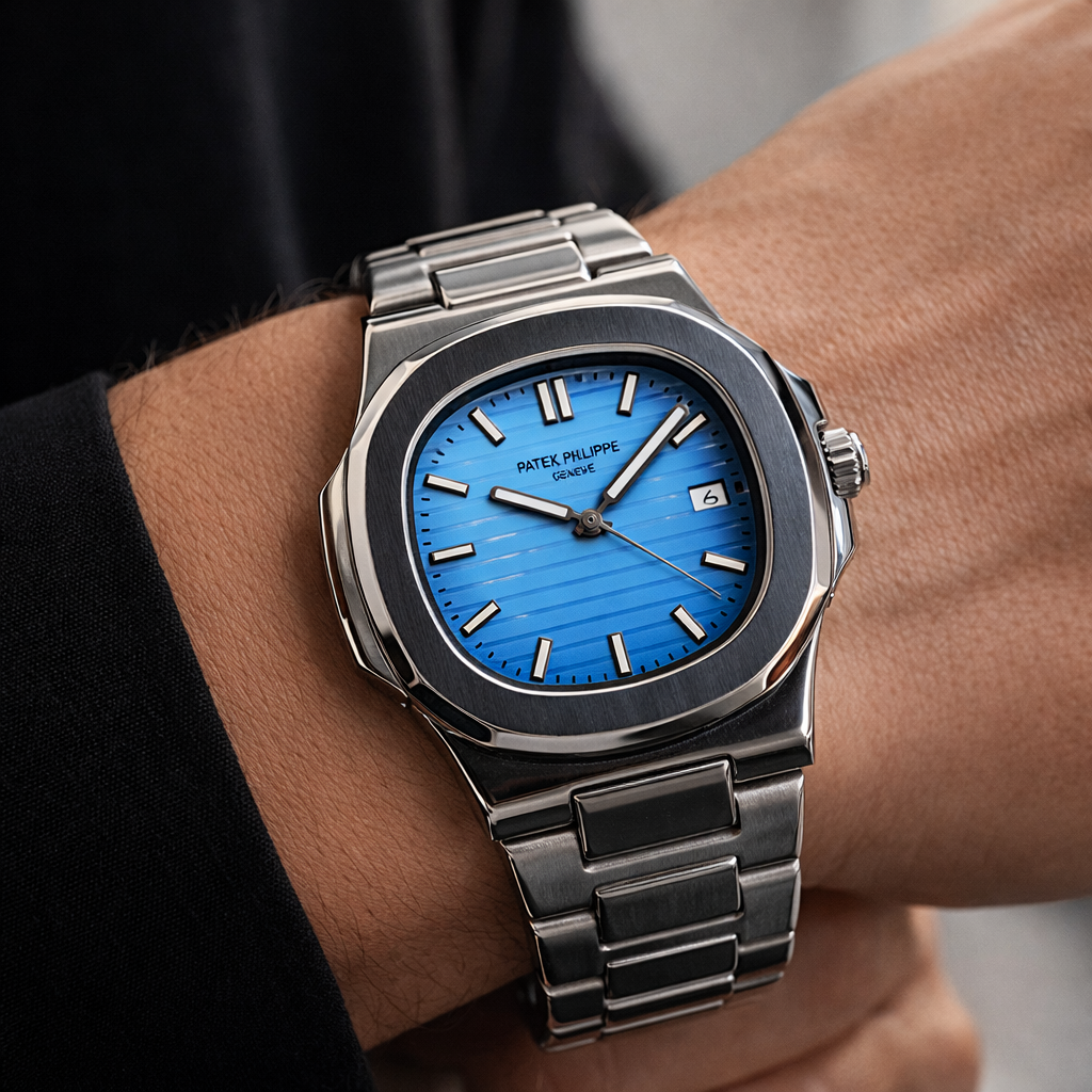 Men’s Stainless Steel Watch – Sky Blue Dial