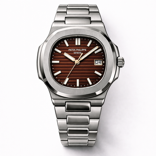 Men’s Luxury Stainless Steel Watch – Brown Dial