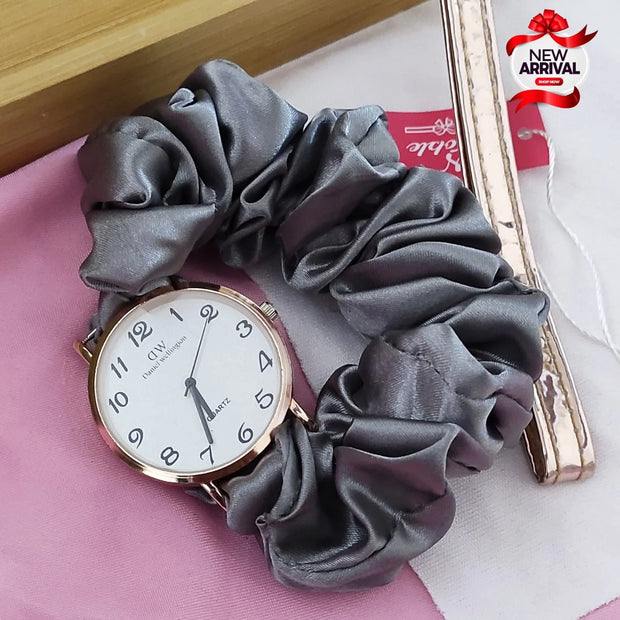 Korean-Style Scrunchie Wrist Watch ||Girls Fancy Watch