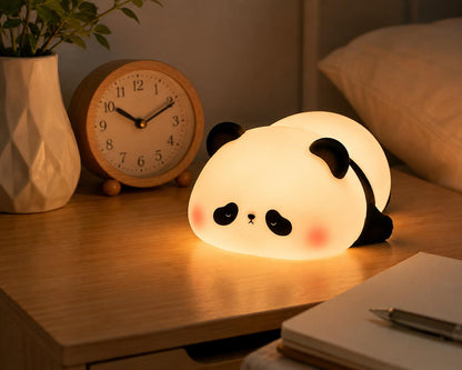 Cute Panda LED Night Light - Soft Glow, Color Changing, Dimmable Bedside Lamp