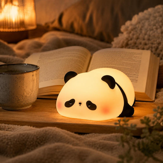 Cute Panda LED Night Light - Soft Glow, Color Changing, Dimmable Bedside Lamp