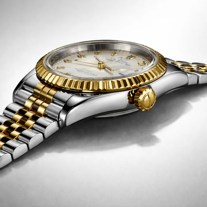 Luxury Two-Tone Datejust Style Watch – Gold & Silver Stainless Steel with Diamond Markers