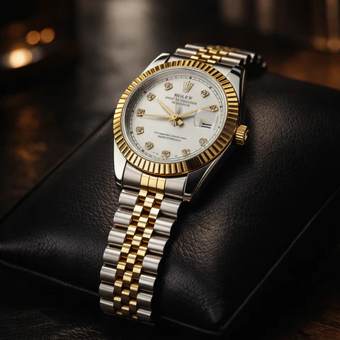 Luxury Two-Tone Datejust Style Watch – Gold & Silver Stainless Steel with Diamond Markers