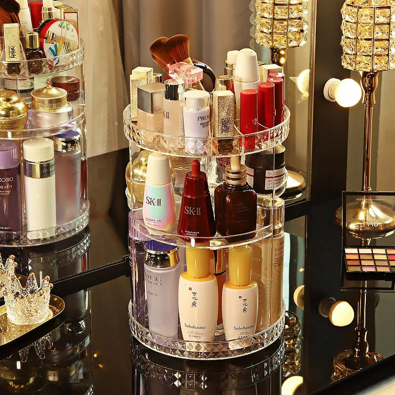 360 Degree Rotating Cosmetic Storage Box Makeup Organizer