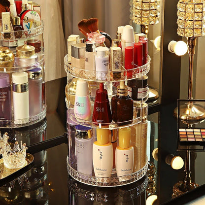 360 Degree Rotating Cosmetic Storage Box Makeup Organizer