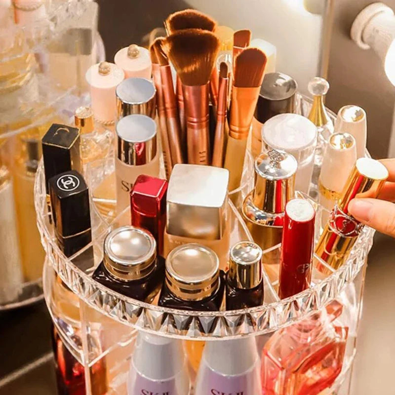 360 Degree Rotating Cosmetic Storage Box Makeup Organizer