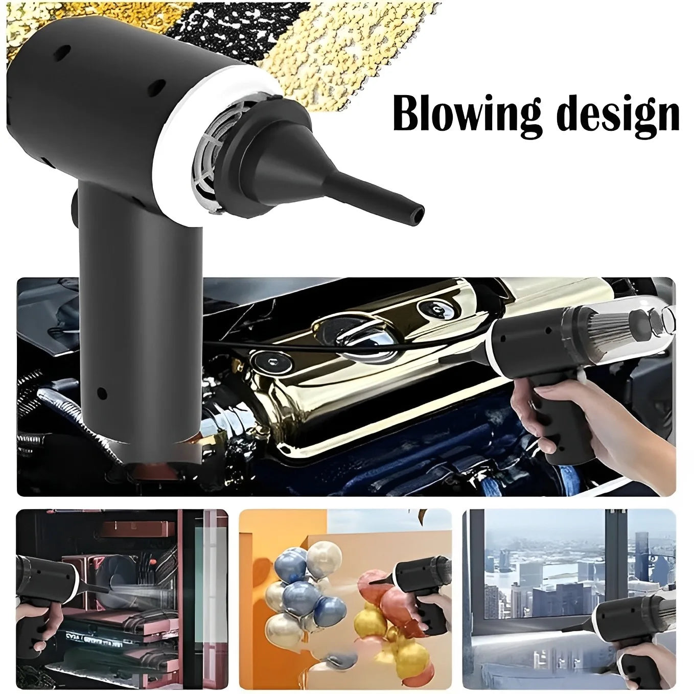 3-in-1 Mini Cordless Vaccum Cleaner-Powerful Duster, Blower & Pump